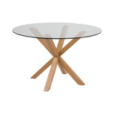 Hectarul - Masa de dining rotunda, transparent/maro, din sticla si otel Ø119 cm Heaven Actona