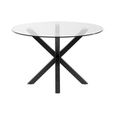 Hectarul - Masa dining rotunda cu cadru metalic si blat din sticla securizata 120 cm diametru, 74 cm inaltime, T59