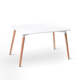 Hectarul - Masa dreptunghiulara, pentru bucatarie / living, blat din MDF, picioare din lemn de fag, 120 x 80 x 73 cm, Grunberg DT4001 (alb)