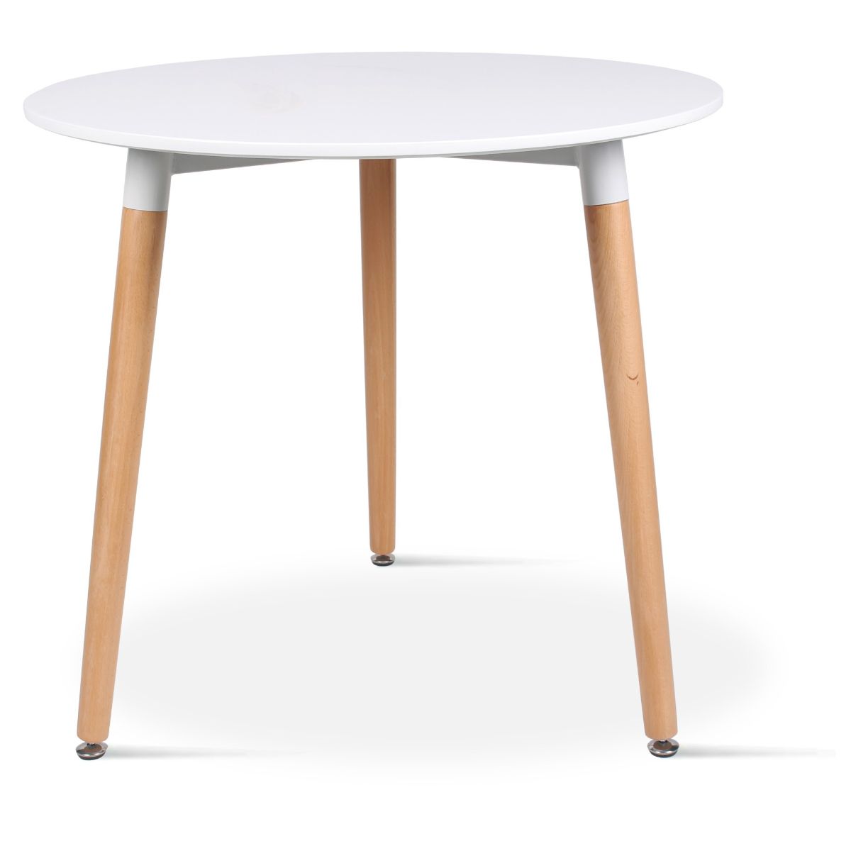 Masa rotunda, pentru bucatarie / living, blat din MDF, picioare din lemn de fag, Ø80 x 75 cm, Grunberg DT4005 (alb), 1, hectarul.ro