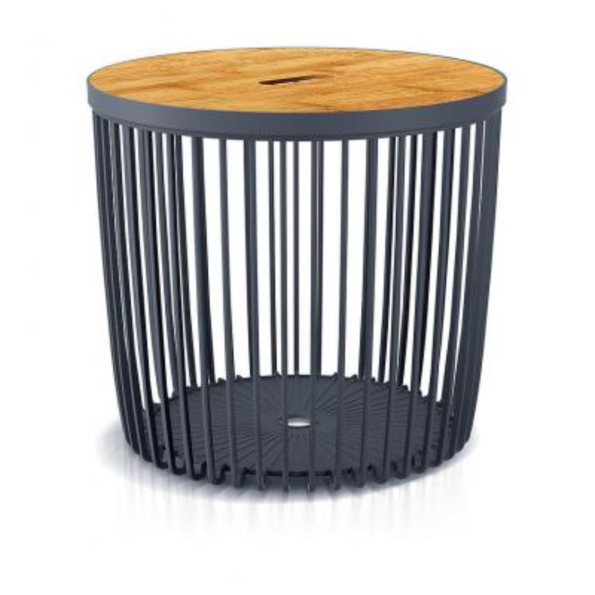 Masuta cu spatiu de depozitare si capac de bambus 45x41 cm antracit, 1, hectarul.ro