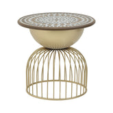 Hectarul - Masuta de cafea aurie din metal si lemn Ø56Χ53 Inart