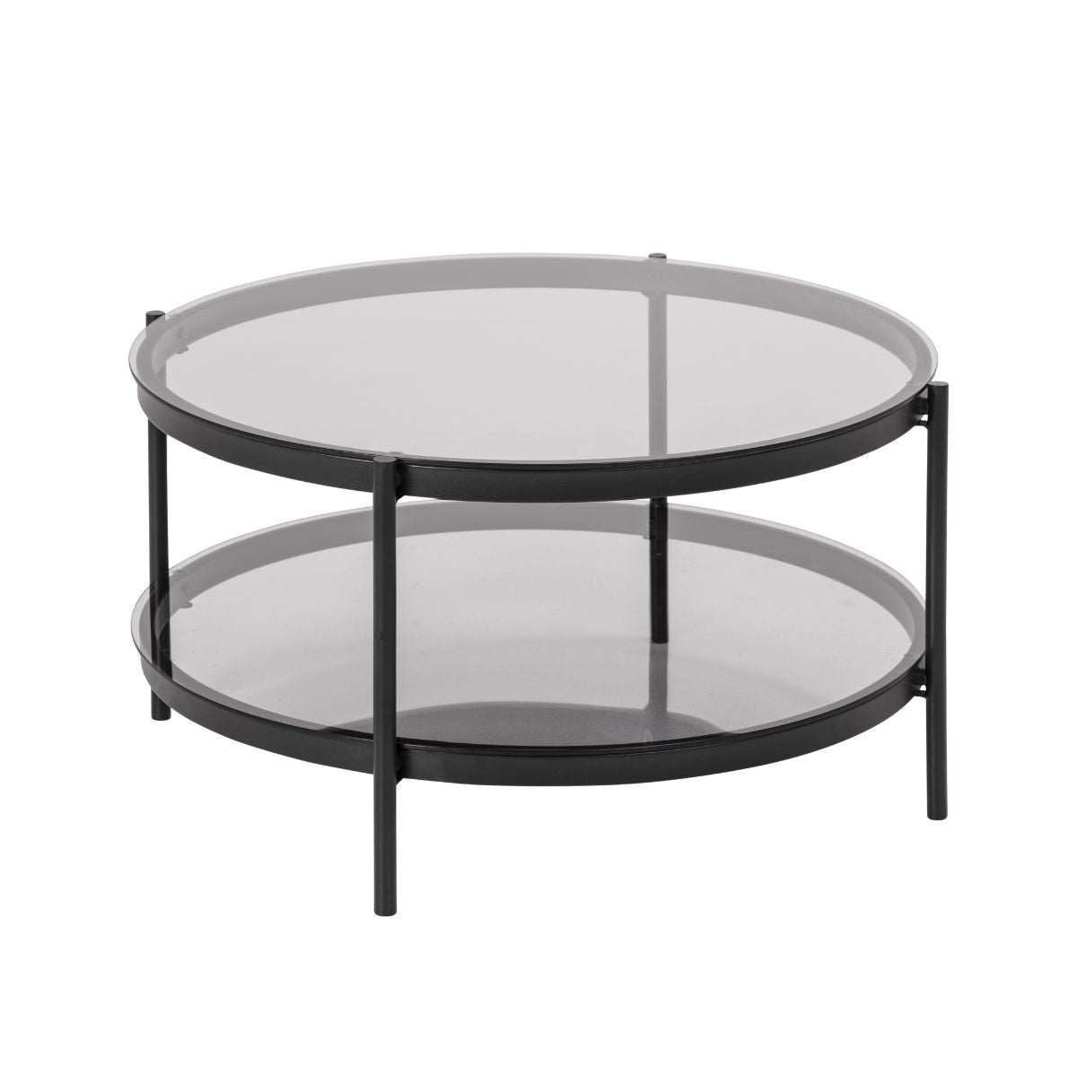 Masuta de cafea neagra din sticla securizata si otel Ø79 cm Bayonne Actona, 1, hectarul.ro