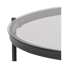 Masuta de cafea neagra din sticla securizata si otel Ø79 cm Bayonne Actona