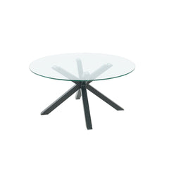 Masuta de cafea rotunda cu cadru metalic si blat din sticla securizata, 80 cm diametru, 40 cm inaltime