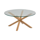 Hectarul - Masuta de cafea rotunda, transparent/maro, din sticla si otel Ø82 cm Heaven Actona