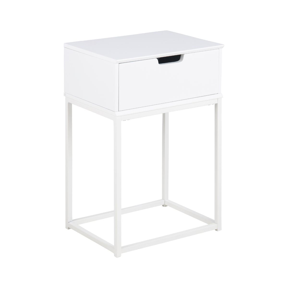 Noptiera alba din MDF si otel, 40 cm, Mitra Actona, 1, hectarul.ro