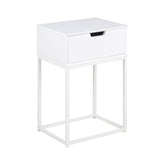 Hectarul - Noptiera alba din MDF si otel, 40 cm, Mitra Actona