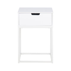 Noptiera alba din MDF si otel, 40 cm, Mitra Actona