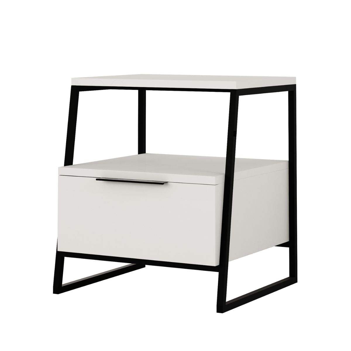 Noptiera alba din PAL melaminat si fier Pal Decortie, 1, hectarul.ro