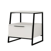 Hectarul - Noptiera alba din PAL melaminat si fier Pal Decortie