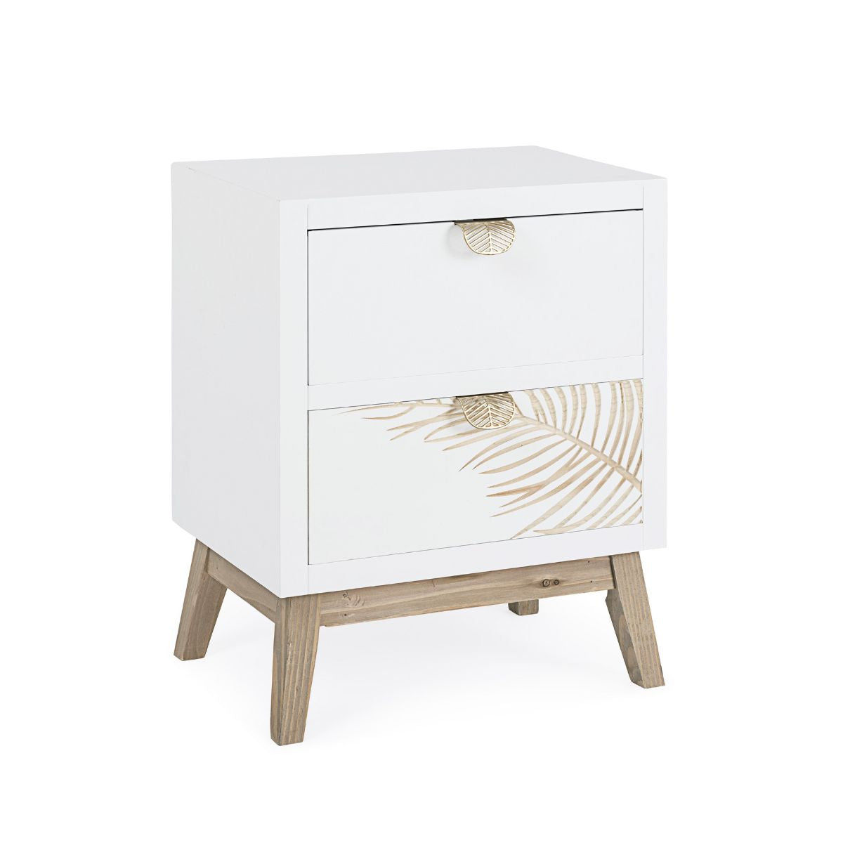 Noptiera alb/maro din lemn si MDF Folium Bizzotto, 1, hectarul.ro