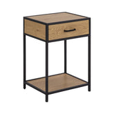 Hectarul - Noptiera maro din MDF si metal Seaford Actona