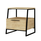 Hectarul - Noptiera maro stejar din PAL melaminat si fier Pal Decortie