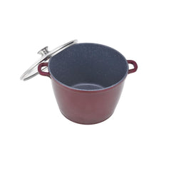 Oala din aluminiu , invelis ceramic marmorat , capac din sticla , 28 cm , 10 l , Grunberg GR1607