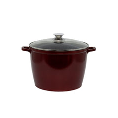 Oala din aluminiu , invelis ceramic marmorat , capac din sticla , 28 cm , 10 l , Grunberg GR1607