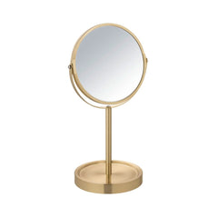 Oglinda cosmetica cu 2 fete, aurie, din metal, Ø17, Alata Wenko