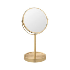 Oglinda cosmetica cu 2 fete, aurie, din metal, Ø17, Alata Wenko