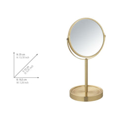 Oglinda cosmetica cu 2 fete, aurie, din metal, Ø17, Alata Wenko