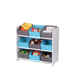 Organizator jucarii din MDF si textil abastru/gri 59 cm Happy JudyWild