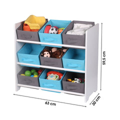 Organizator jucarii din MDF si textil abastru/gri 59 cm Happy JudyWild
