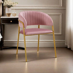 Pachet 3+1 Scaun de living roz pal din catifea poliester si metal Golden Gala