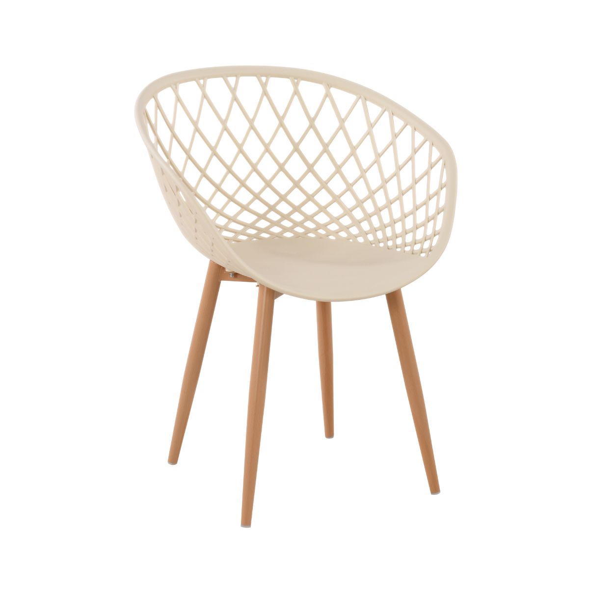 Pachet 3+1 Scaun de living bej din polipropilena si metal Optimus, 1, hectarul.ro