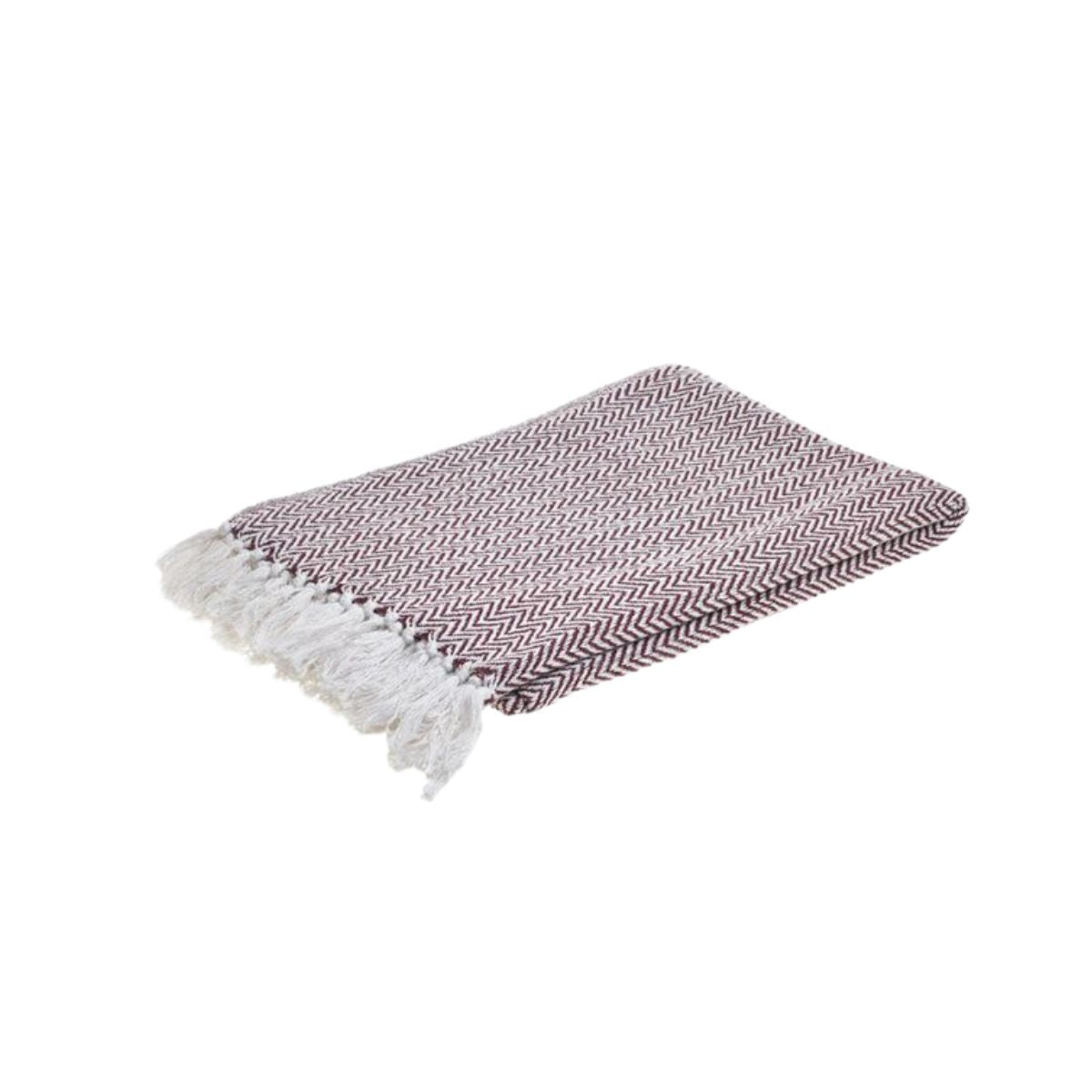 Cuvertura din bumbac rosu burgundy cu alb, 125x150 cm, Inart, 1, hectarul.ro