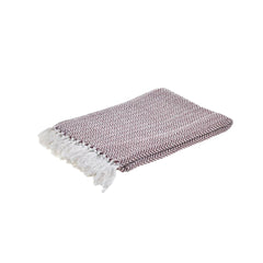 Cuvertura din bumbac rosu burgundy cu alb, 125x150 cm, Inart