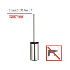 Perie de toaleta cu suport de perete argintiu din inox, 40 cm, Turbo-Loc Detroit Wenko