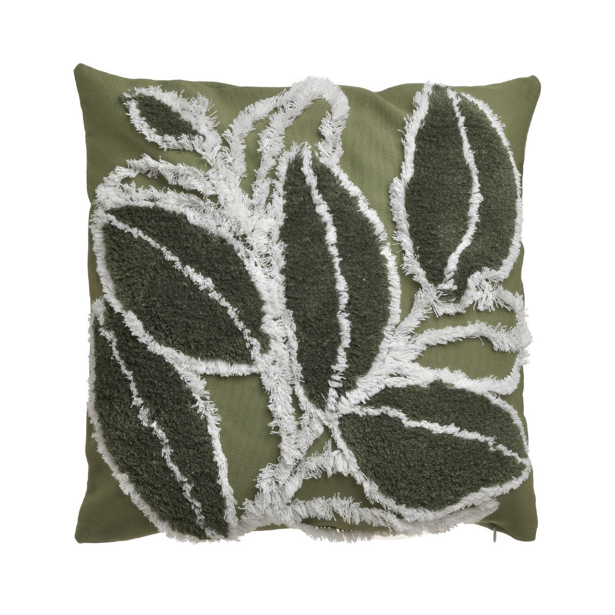 Perna decorativa verde/alb din poliester 45X45 cm Leaves Inart, 1, hectarul.ro