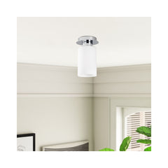 Plafoniera argintiu/alb din metal si sticla Ø12 cm Balcova