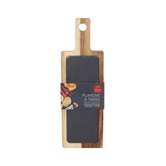 Platou de servire 37 x 12 cm, din lemn de acacia si ardezie, Ardoise Collection Urban Living