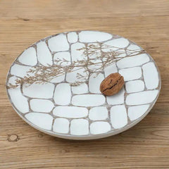 Platou de servire alb din polirasina 35 cm Yazhi