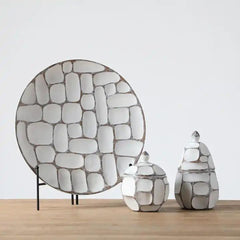 Platou de servire alb din polirasina 35 cm Yazhi