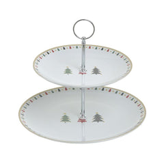 Platou de servire etajat multicolor din portelan Trees Φ26X27 Inart