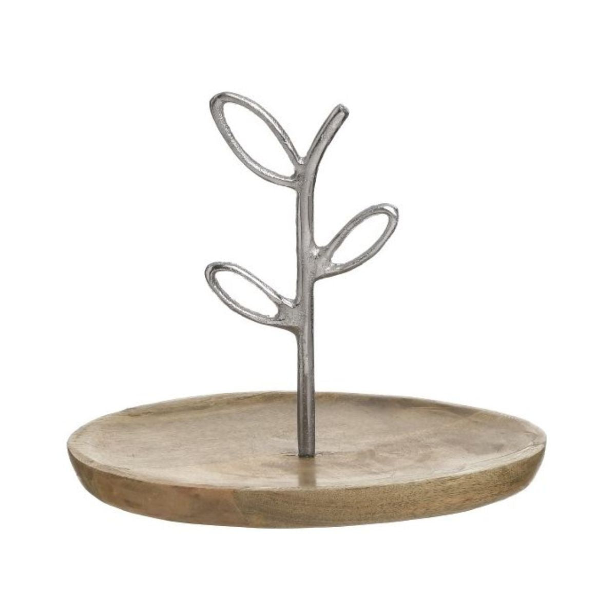 Platou decorativ din lemn si metal Ø26 cm Leaves Inart, 1, hectarul.ro