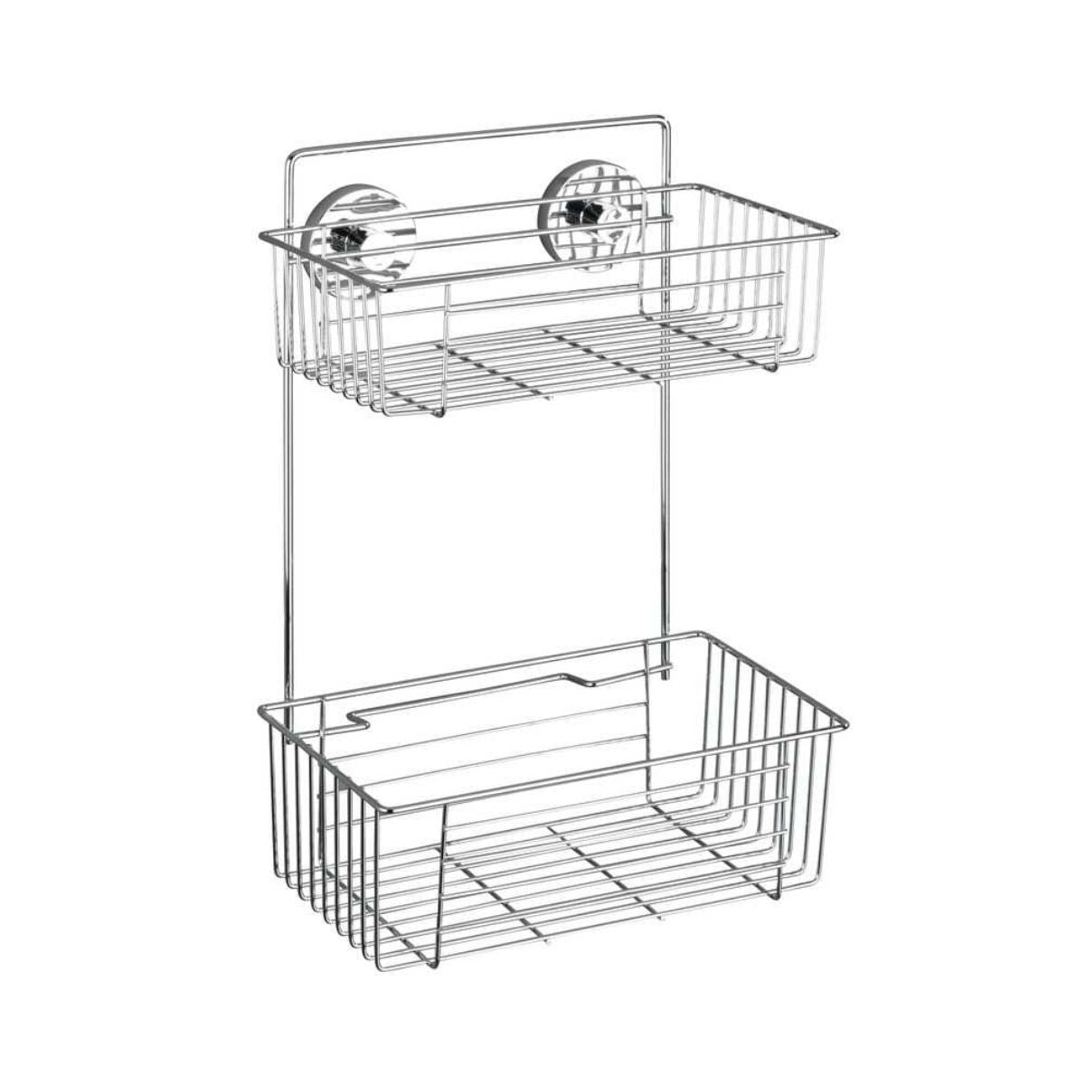 Polita argintie din otel cromat pentru accesorii de baie, 26 x 38 x 17 cm, Bari Wenko, 1, hectarul.ro