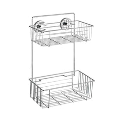 Polita argintie din otel cromat pentru accesorii de baie, 26 x 38 x 17 cm, Bari Wenko