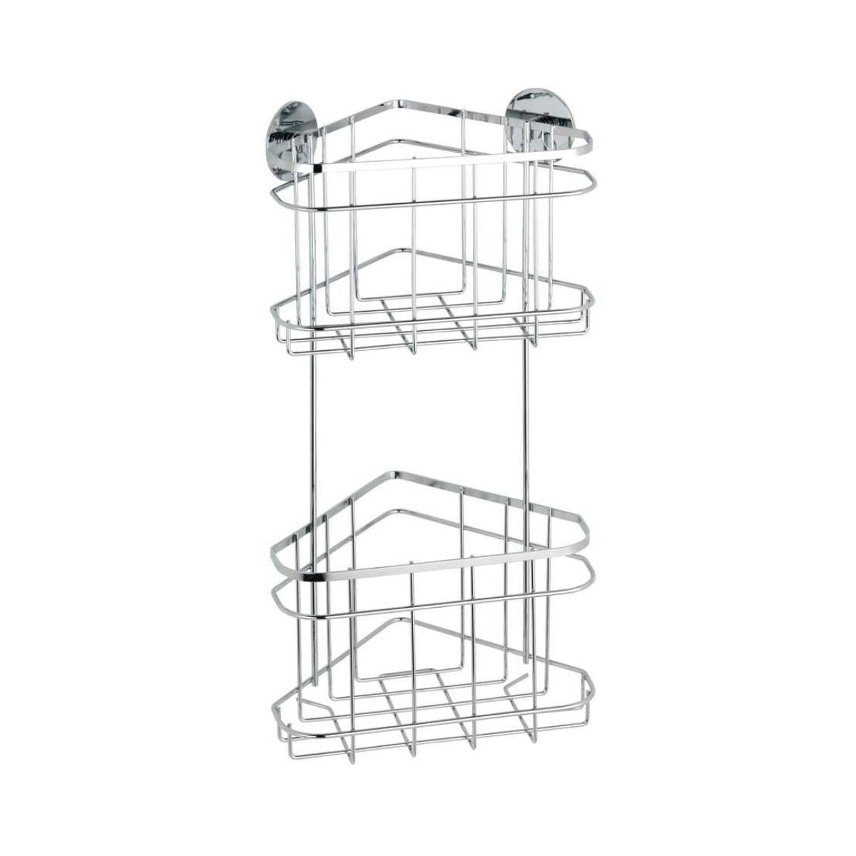Polita de colt argintie din inox pentru accesorii de baie 22,5 x 47,5 x 15,5 cm, Edelstahl Wenko, 1, hectarul.ro
