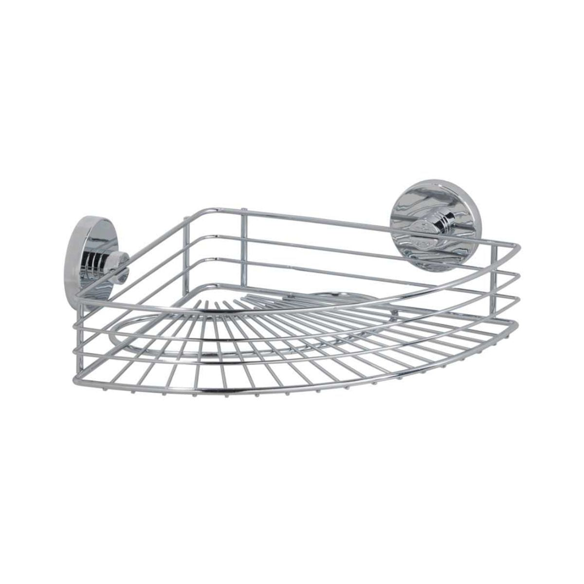 Polita de colt argintie din otel cromat pentru accesorii de baie, 35 x 9 x 22,5 cm, Bari Wenko, 1, hectarul.ro