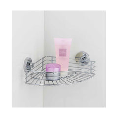 Polita de colt argintie din otel cromat pentru accesorii de baie, 35 x 9 x 22,5 cm, Bari Wenko