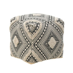 Pouf din bumbac Inart, 45x45x45 cm, crem/gri