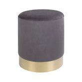 Hectarul - Pouf gri/auriu din catifea poliester si otel Gamby House Nordic