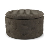 Hectarul - Pouf maro din tesatura poliester, lemn de pin si MDF Ø 70 cm, Ernestine Bizzotto