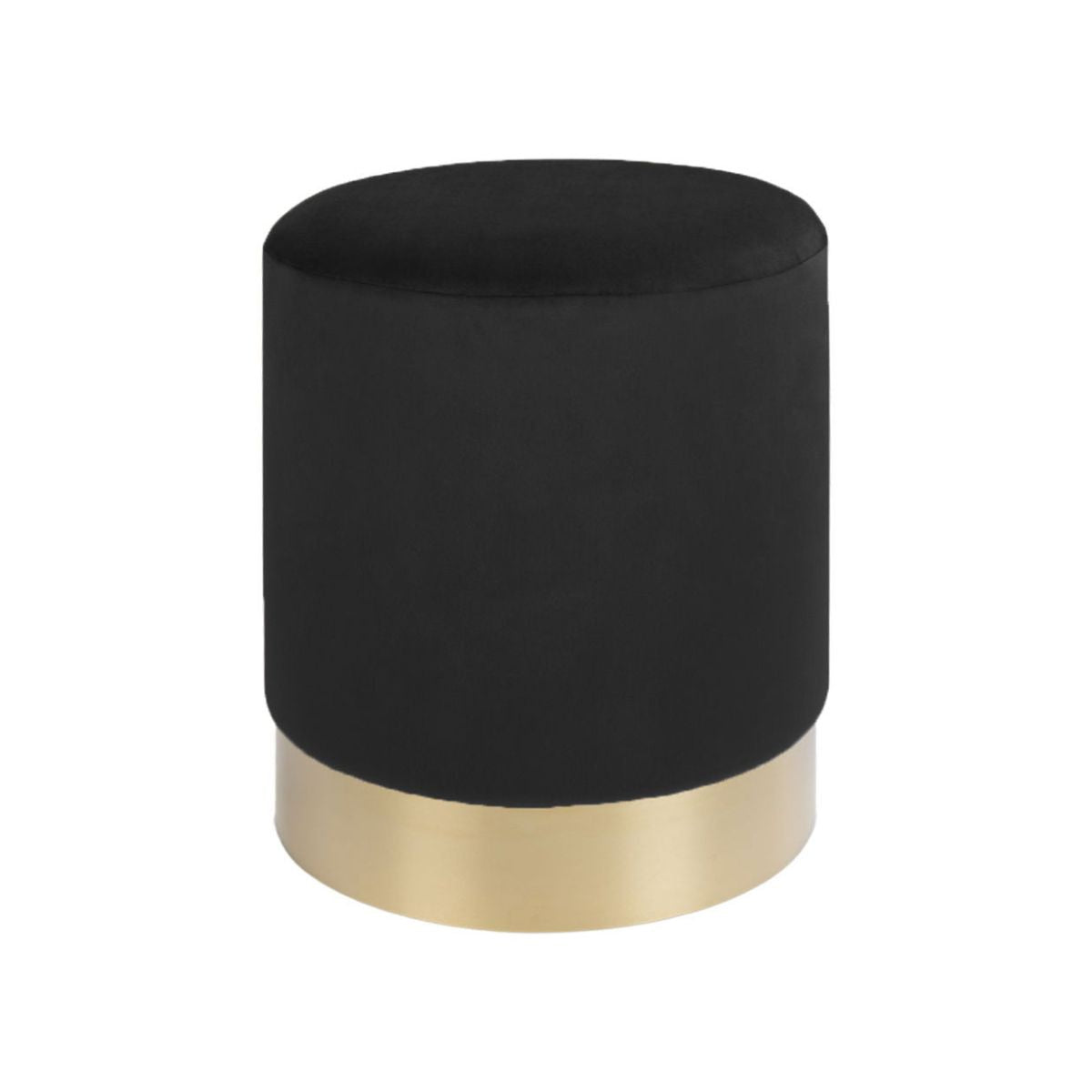 Pouf negru/auriu din catifea poliester si otel Gamby House Nordic, 1, hectarul.ro