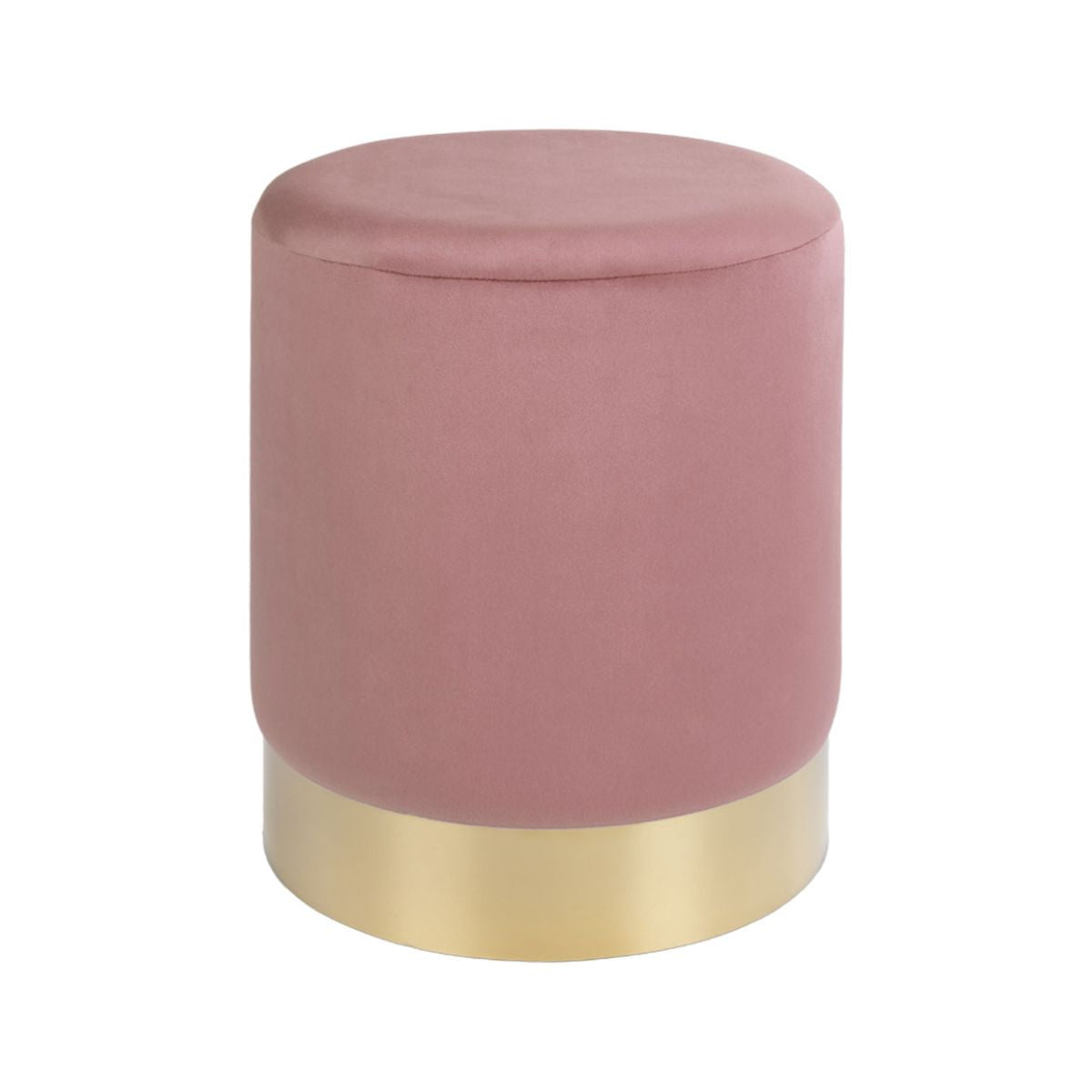 Pouf roz pal/auriu din catifea poliester si otel Gamby House Nordic, 1, hectarul.ro