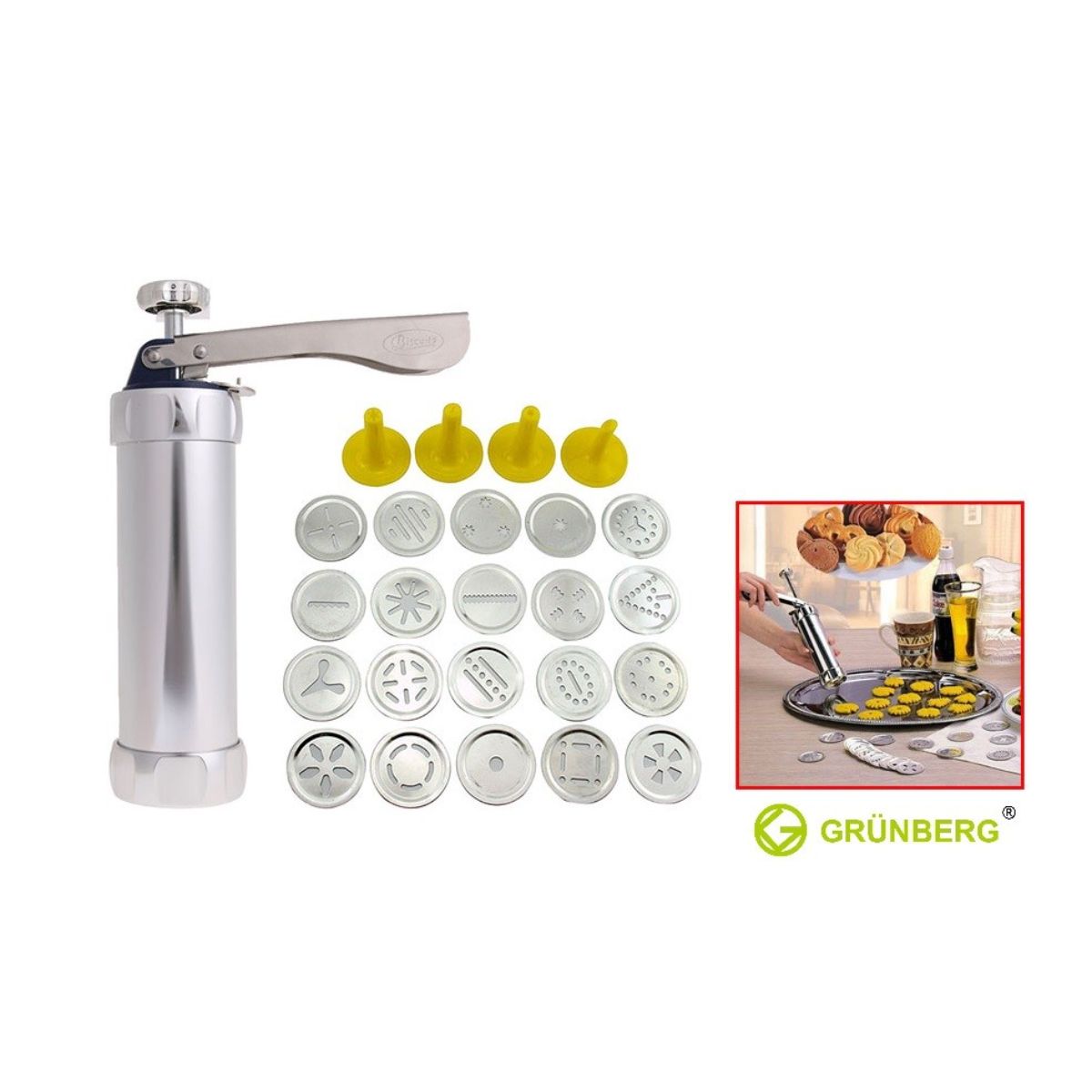 Presa din aluminiu pentru biscuiti si fursecuri, Grunberg GR10714, 1, hectarul.ro