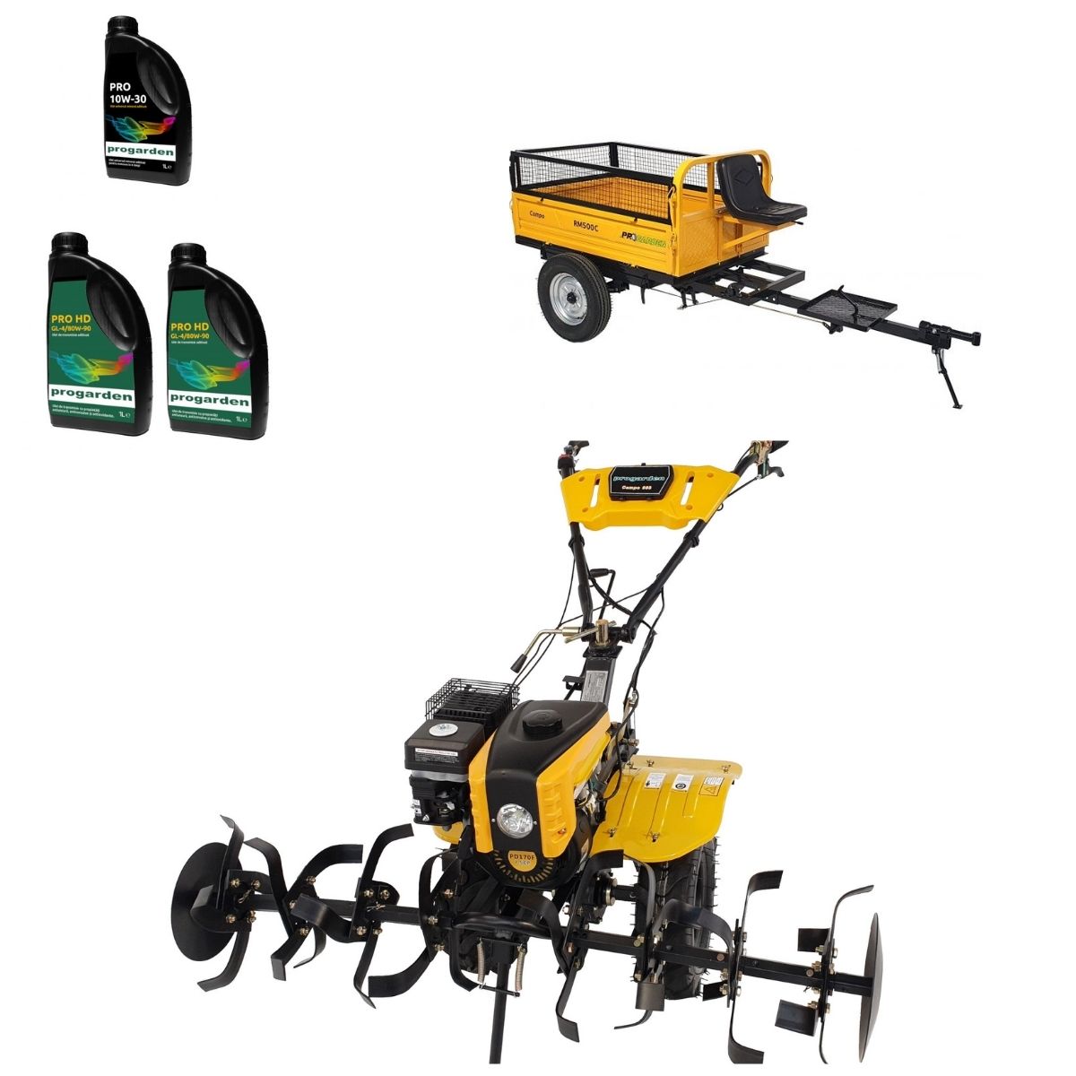 PROMO Motocultor CAMPO 803 cu remorca 500KG si uleiuri ProGarden, 1, hectarul.ro