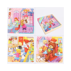 Puzzle 3 in 1 din lemn in cutie cu tematica - Joaca fetitei, WD 9002B